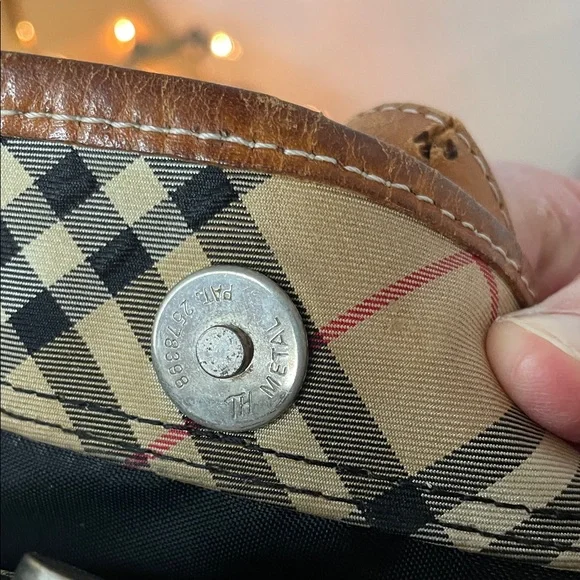 BurberryS Blue Label Plaid Tote Bag with Tan Accents - Picture 14 of 16